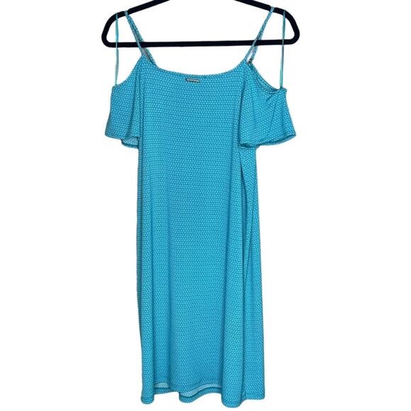 NWT Michael Michael Kors Blue Flower Print Cold Flower Dress Size Small - Picture 8 of 8